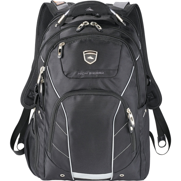 aerial view a black polycanvas high sierra elite fly - by compu - backpack 17 laptop, image 2 of 10