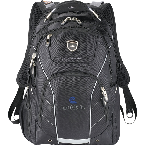 aerial view a black polycanvas high sierra elite fly - by compu - backpack 17 laptop, image 3 of 10