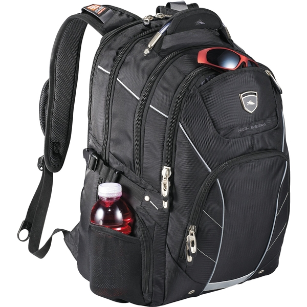 aerial view a black polycanvas high sierra elite fly - by compu - backpack 17 laptop, image 4 of 10