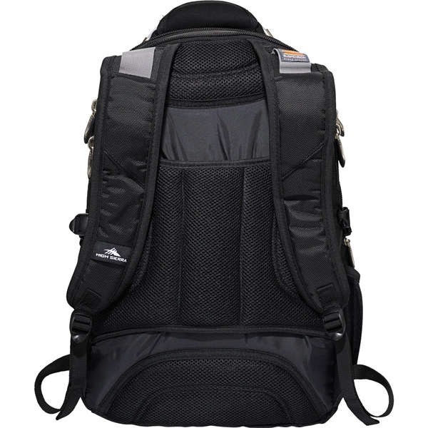 aerial view a black polycanvas high sierra elite fly - by compu - backpack 17 laptop, image 7 of 10