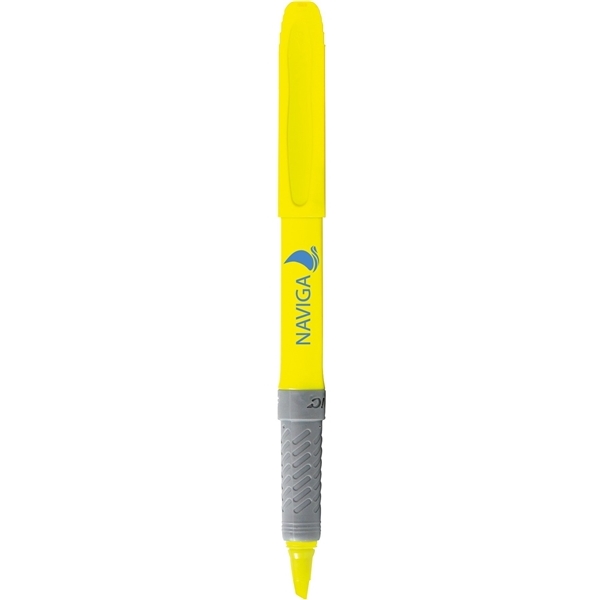 aerial view a yellow bic brite liner highlighter with grip, image 4 of 4