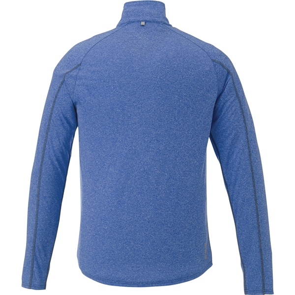 aerial view a new royal heather (561) mens taza performance knit quarter zip with thumb holes, image 3 of 6