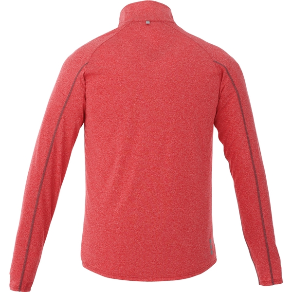 aerial view a team red heather (358) mens taza performance knit quarter zip with thumb holes, image 3 of 10