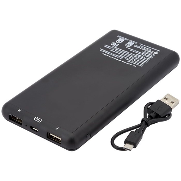 aerial view a black ul certified qi ring wireless charger power bank, image 3 of 12