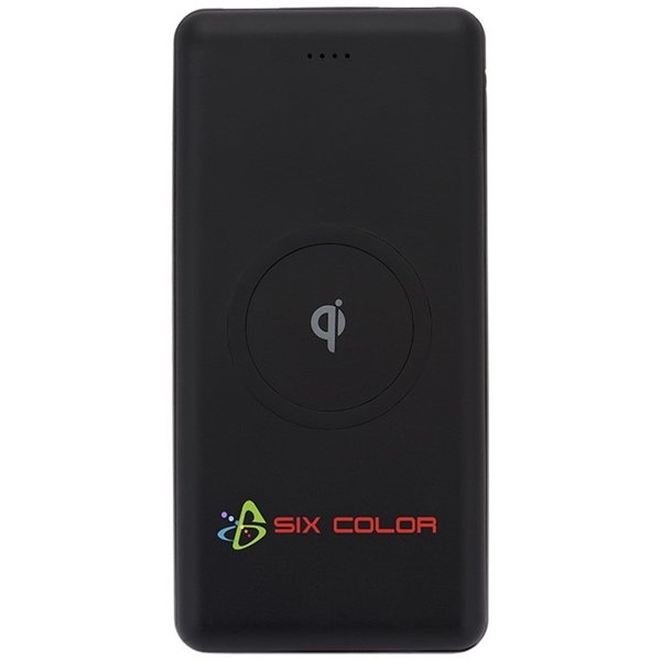 aerial view a black ul certified qi ring wireless charger power bank, image 5 of 12