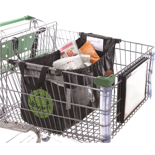aerial view a black good value(tm) expandable grocery cart tote, image 7 of 8