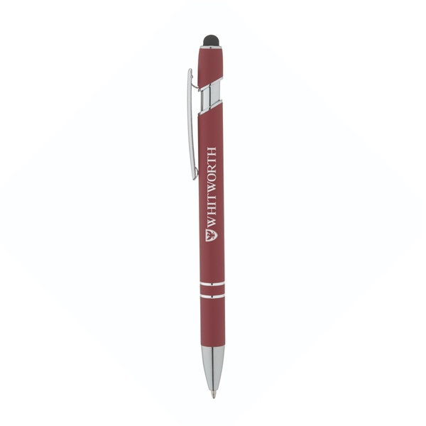 aerial view a burgundy denton soft - touch pen w / stylus, image 2 of 2