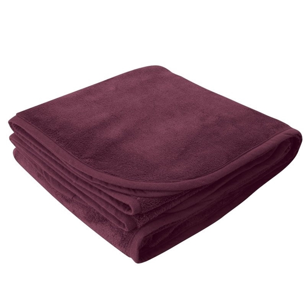 aerial view a burgundy brookshire micro - plush blanket, image 4 of 4
