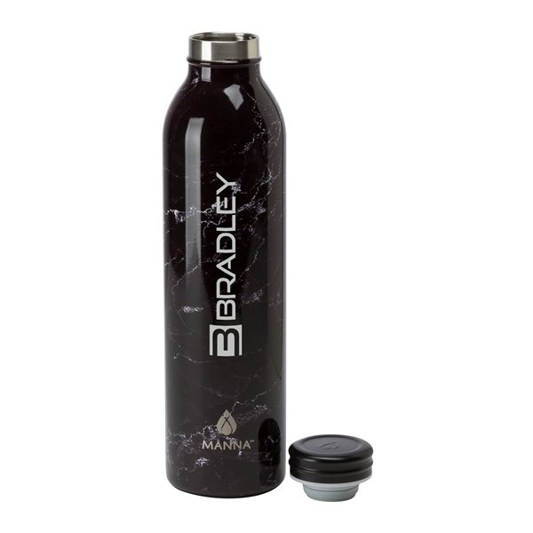 aerial view a black manna(tm) 20 oz retro stainless steel water bottle, image 3 of 3