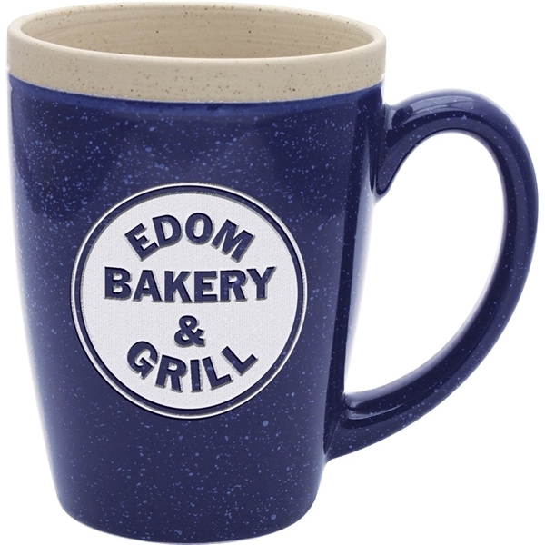 aerial view a midnight blue 16 oz adobe ceramic mug - deep etched, image 2 of 3