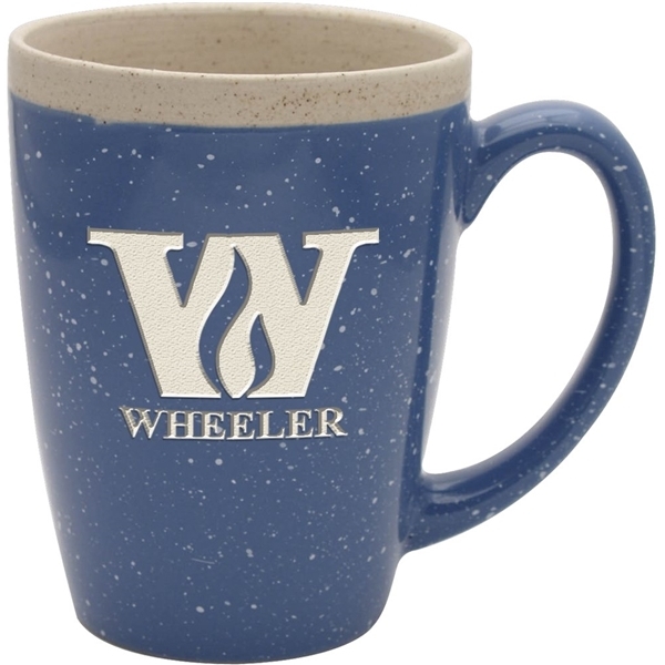 aerial view a ocean blue 16 oz adobe ceramic mug - deep etched, image 2 of 3