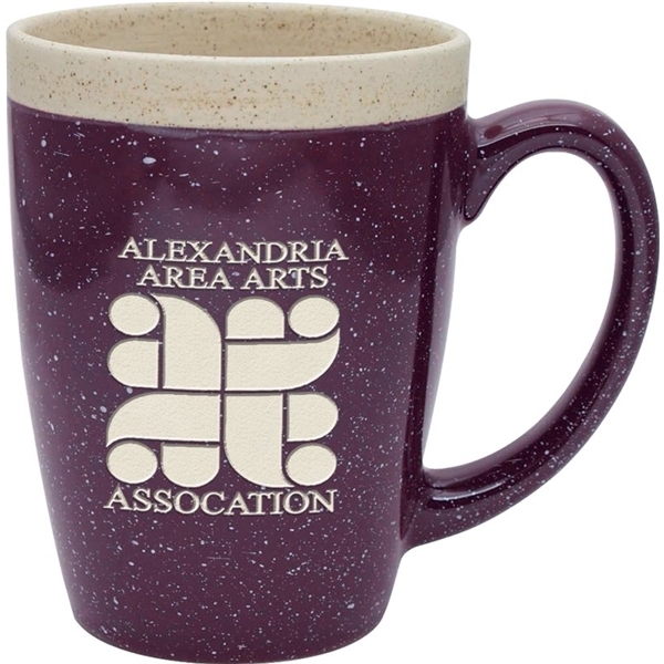 aerial view a purple 16 oz adobe ceramic mug - deep etched, image 2 of 3