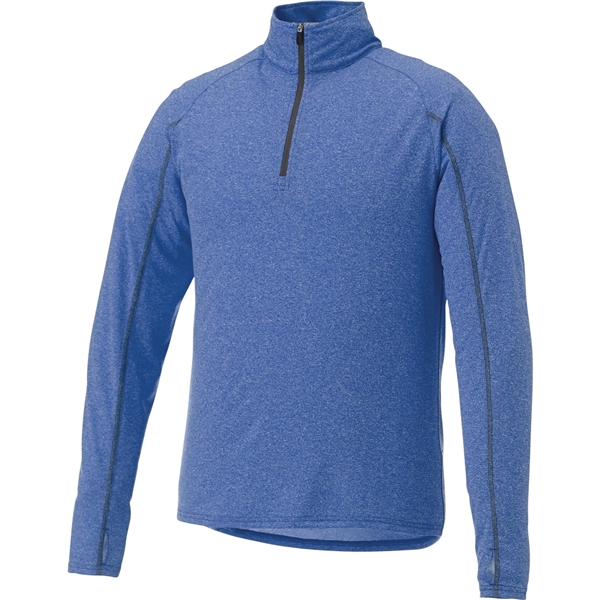 aerial view a new royal heather (561) mens taza performance knit quarter zip with thumb holes, image 4 of 6