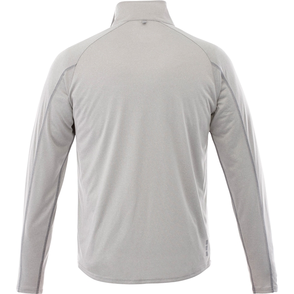 aerial view a silver heather (927) mens taza performance knit quarter zip with thumb holes, image 3 of 7