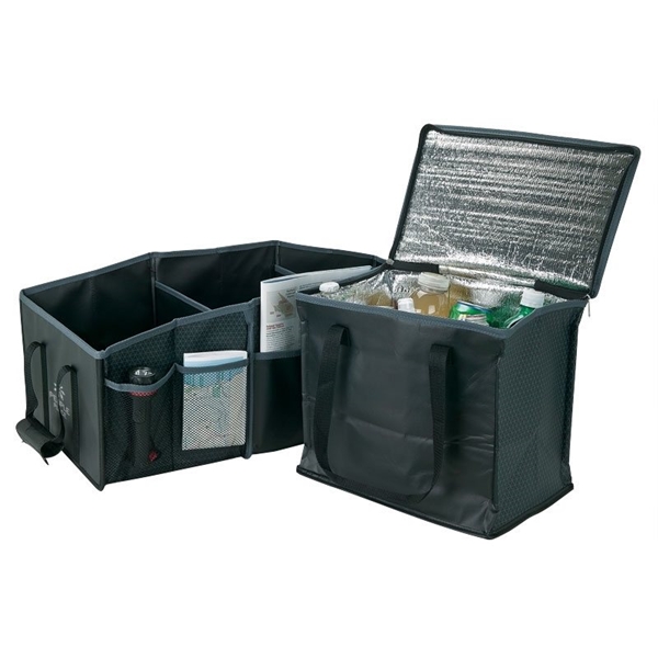 aerial view a black optimum - iii trunk organizer with cooler, image 10 of 16