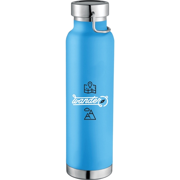 aerial view a process blue thor copper vacuum insulated 22oz water bottle, image 3 of 7