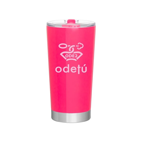 aerial view a neon pink 20 oz frost stainless steel tumbler - neon pink vibrant and durable drinkware, image 2 of 6