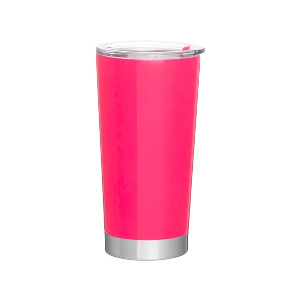 aerial view a neon pink 20 oz frost stainless steel tumbler - neon pink vibrant and durable drinkware, image 3 of 6