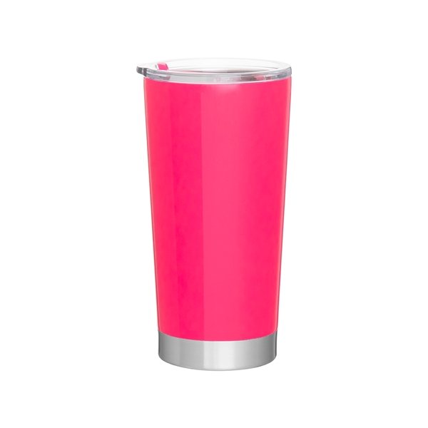 aerial view a neon pink 20 oz frost stainless steel tumbler - neon pink vibrant and durable drinkware, image 4 of 6