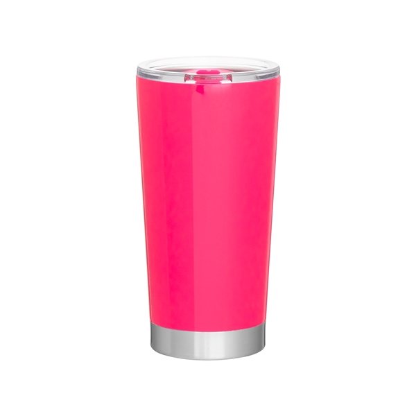 aerial view a neon pink 20 oz frost stainless steel tumbler - neon pink vibrant and durable drinkware, image 5 of 6