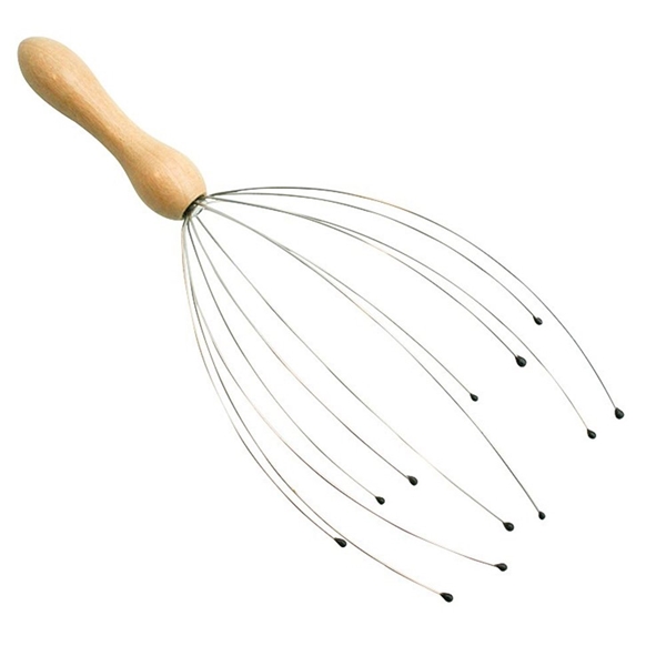aerial view a light wood head scratcher massager, image 2 of 2