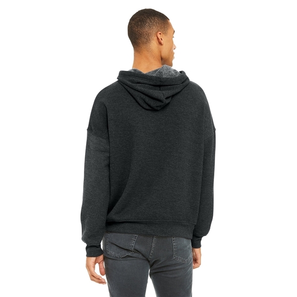 aerial view a dark grey heather bella+canvas (r) unisex sponge fleece pullover dtm hoodie, image 3 of 5