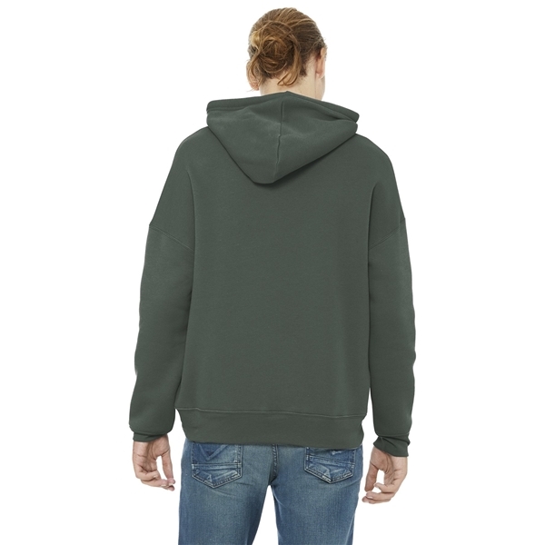 aerial view a military green bella+canvas (r) unisex sponge fleece pullover dtm hoodie, image 3 of 5