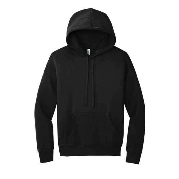 aerial view a black bella+canvas (r) unisex sponge fleece pullover dtm hoodie, image 4 of 5