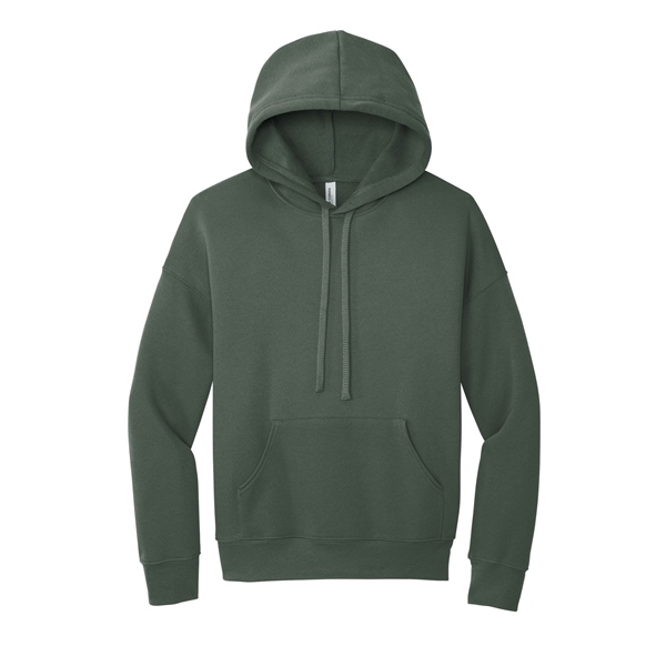 aerial view a military green bella+canvas (r) unisex sponge fleece pullover dtm hoodie, image 4 of 5