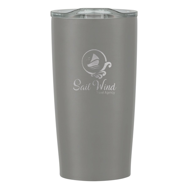 aerial view a matte gray with clear lid 20 oz himalayan tumbler, image 3 of 5