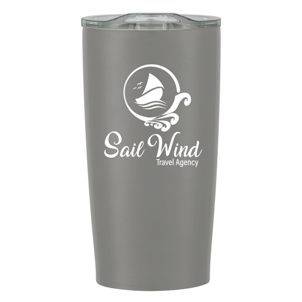 aerial view a matte gray with clear lid 20 oz himalayan tumbler, image 4 of 5