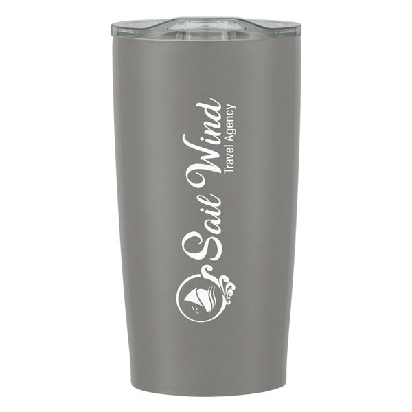 aerial view a matte gray with clear lid 20 oz himalayan tumbler, image 5 of 5