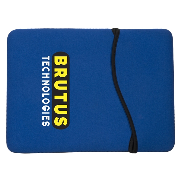 aerial view a blue reversible laptop sleeve, image 2 of 2