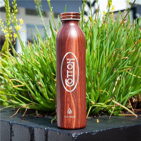 aerial view a brown manna(tm) 20 oz retro stainless steel water bottle, image 5 of 5