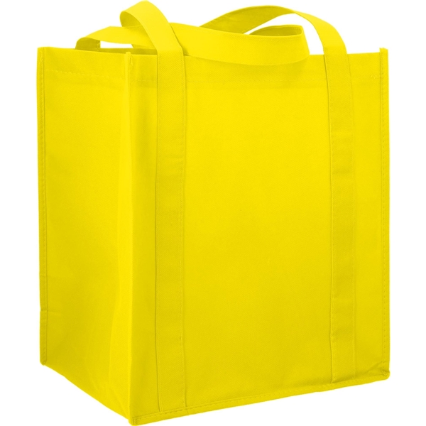 aerial view a yellow the hercules non - woven grocery tote - 13 x 14.5, image 3 of 4