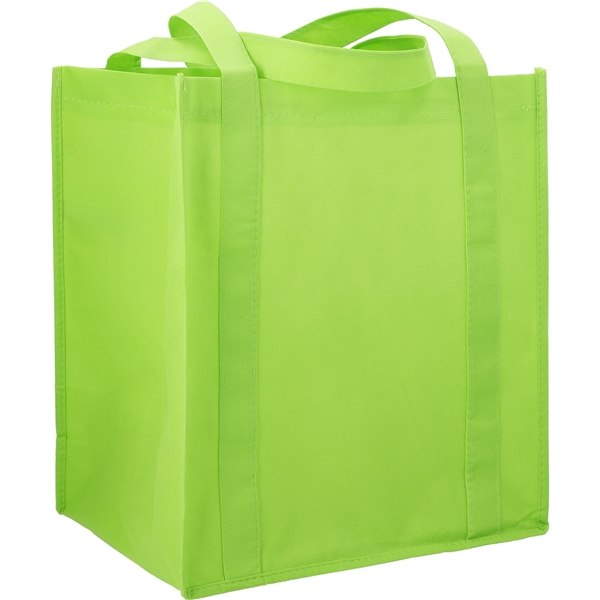 aerial view a lime green the hercules non - woven grocery tote - 13 x 14.5, image 3 of 4