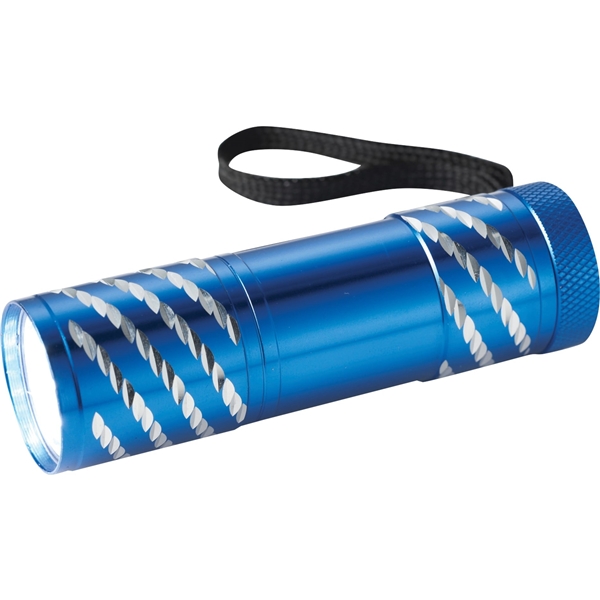 aerial view a royal blue astro aluminum mini flashlight, image 2 of 3