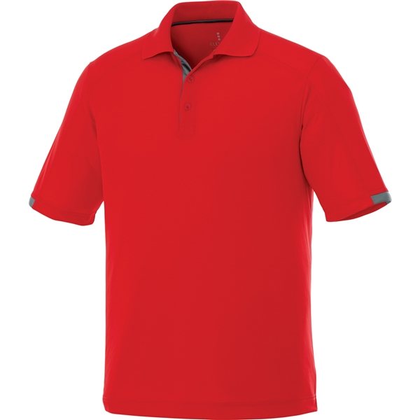 aerial view a red steel grey (356) mens kiso short sleeve performance polo, image 2 of 5