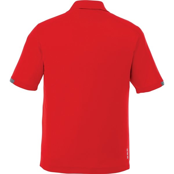 aerial view a red steel grey (356) mens kiso short sleeve performance polo, image 3 of 5