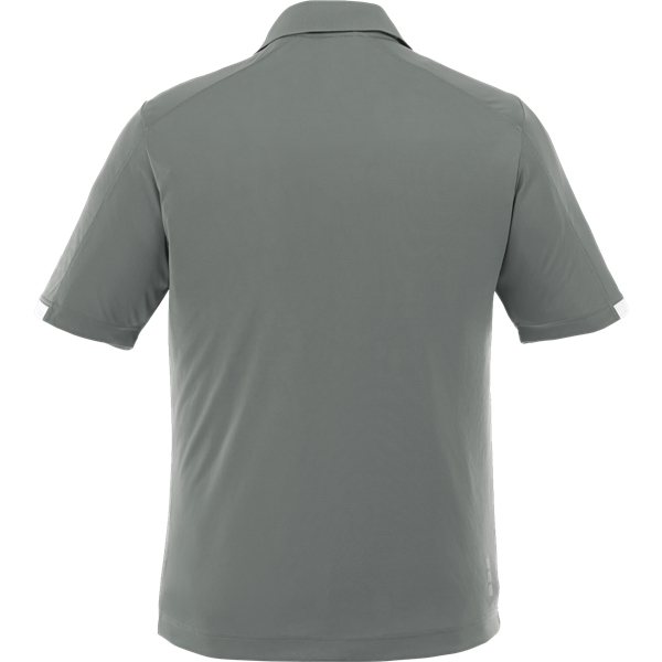 aerial view a steel grey/white (945) mens kiso short sleeve performance polo, image 3 of 8