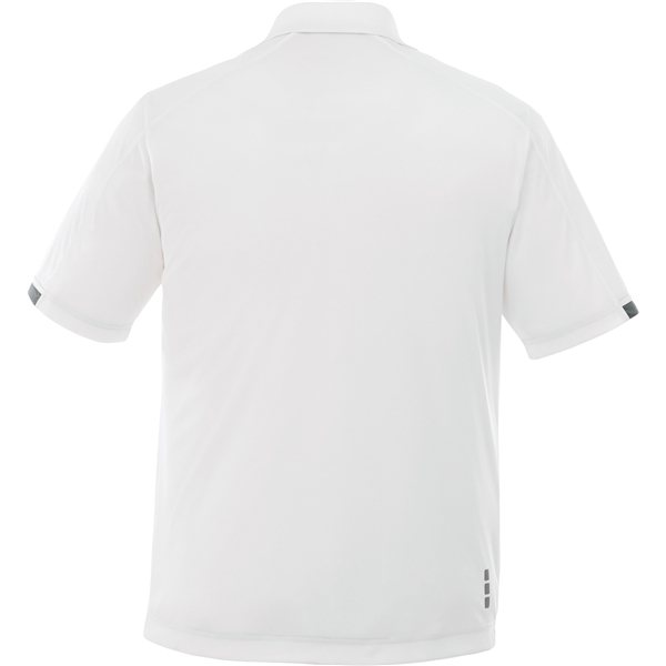 aerial view a white/steel grey (125) mens kiso short sleeve performance polo, image 3 of 8