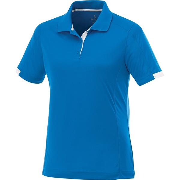 aerial view a olympic blue/white (431) womens kiso short sleeve performance polo, image 2 of 5