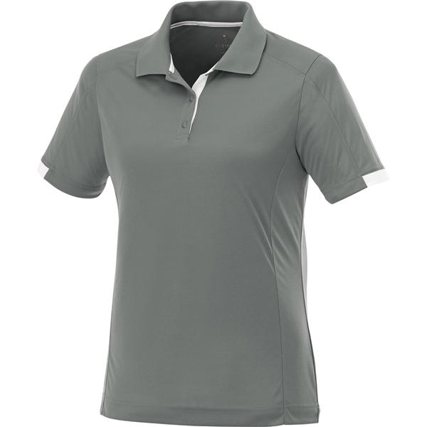 aerial view a steel grey/white (945) womens kiso short sleeve performance polo, image 2 of 5