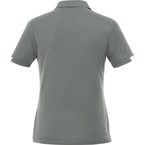 aerial view a steel grey/white (945) womens kiso short sleeve performance polo, image 3 of 5
