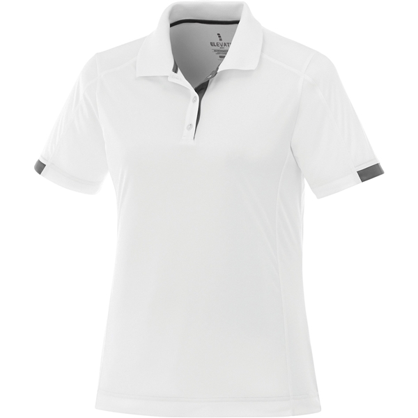 aerial view a white/steel grey (125) womens kiso short sleeve performance polo, image 2 of 5