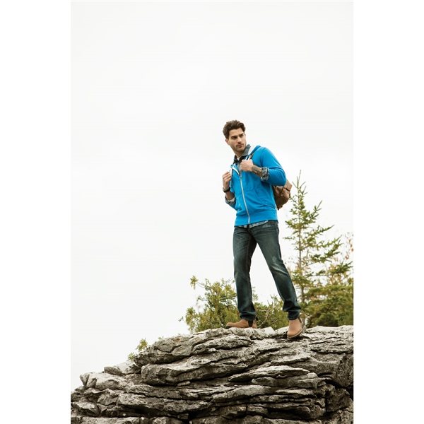 aerial view a baltic blue heather (436) mens sandylake roots73 french terry full zip hoodie, image 4 of 4