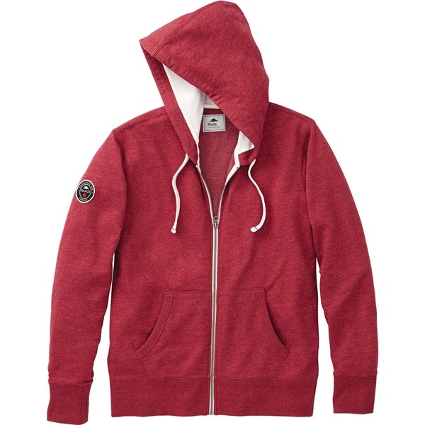 aerial view a dark red heather (372) mens sandylake roots73 french terry full zip hoodie, image 2 of 3