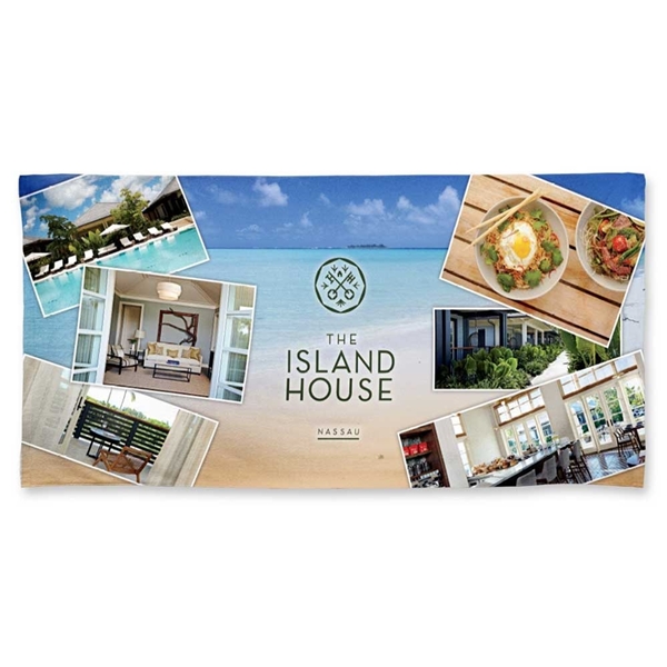 aerial view a white full color beach towel - 30 x 60 - 10lbs./ doz, image 2 of 2