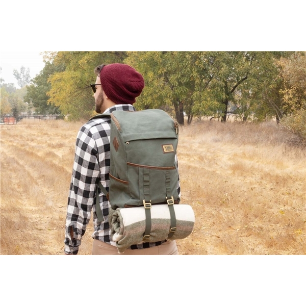 aerial view a green/brown origaudio wool / acrylic elliston blanket(tm), image 5 of 12