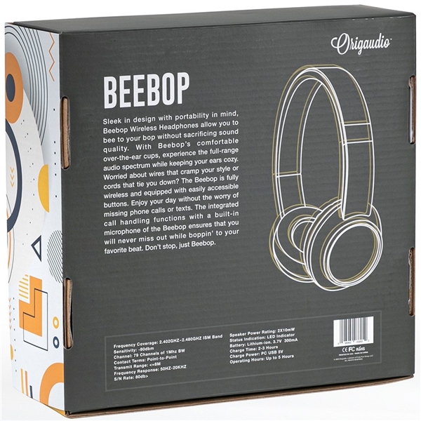 aerial view a black beebop(tm) wireless headphones, image 6 of 7